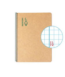 Bloc Escolofi Green Tapa Dura A5 50H Cuadric.5X5 80G Reciclado Con Margen Verde (Set de 5)