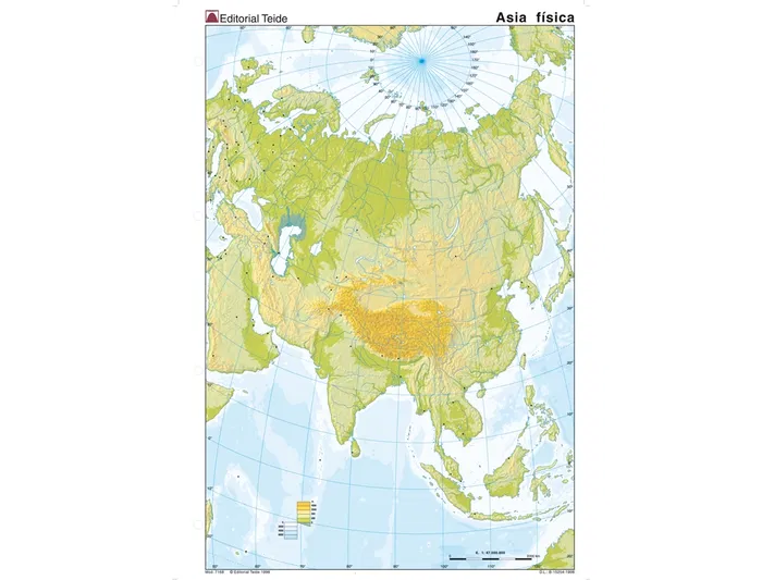 Teide Mapa Mudo Color Din A4 Asia Físico