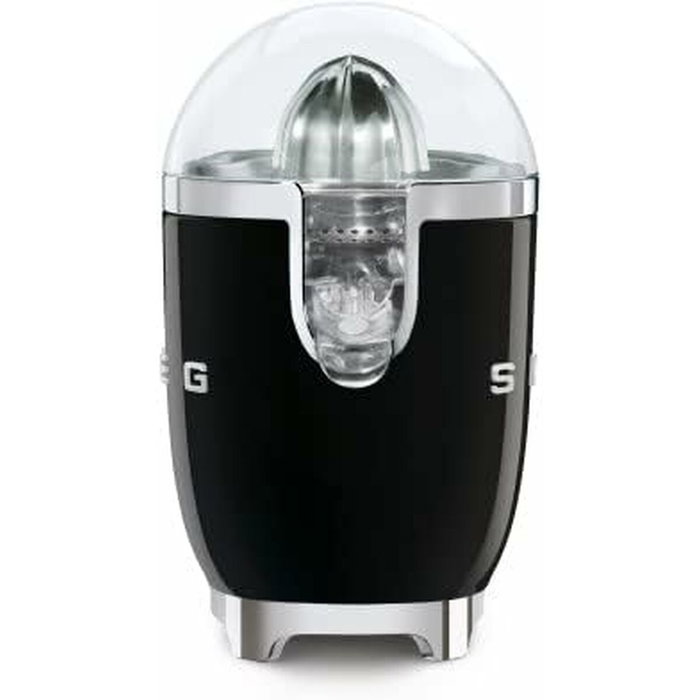 SMEG CJF11BLEU Exprimidor de Cítricos Eléctrico, Color Negro, 70 W, Cono de Acero Inoxidable, Función Anti-Goteo, 1 m de Cable, Apto para Limones y Naranjas