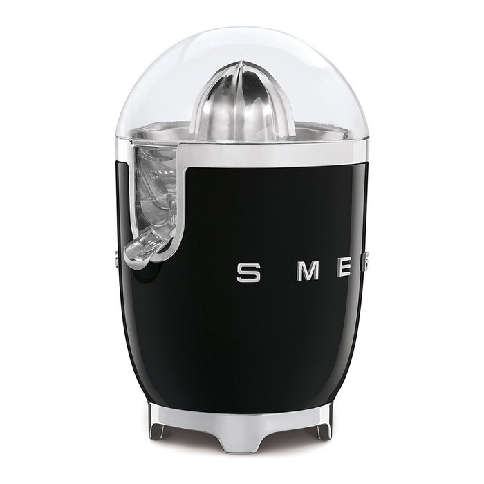 SMEG CJF11BLEU Exprimidor de Cítricos Eléctrico, Color Negro, 70 W, Cono de Acero Inoxidable, Función Anti-Goteo, 1 m de Cable, Apto para Limones y Naranjas