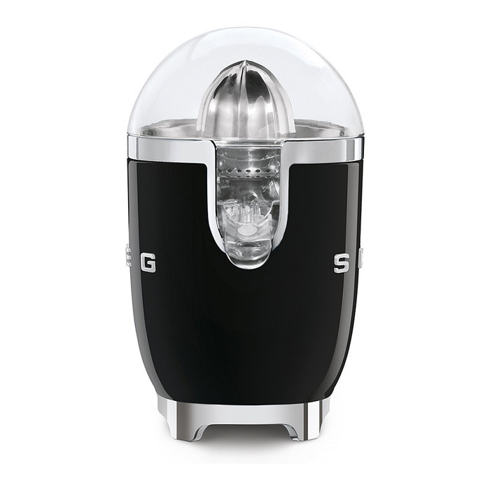 SMEG CJF11BLEU Exprimidor de Cítricos Eléctrico, Color Negro, 70 W, Cono de Acero Inoxidable, Función Anti-Goteo, 1 m de Cable, Apto para Limones y Naranjas