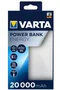 Varta Energy 20000 Power Bank 20000 mAh Polímero de Litio, 2 USB A + 1 USB C, Carga Rápida, Color Negro y Blanco