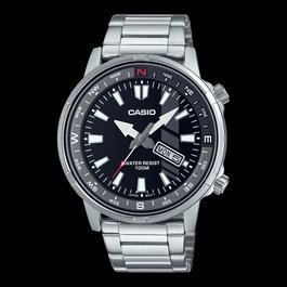 Casio MTD-130D-1A2VDF con esfera negra y correa de acero