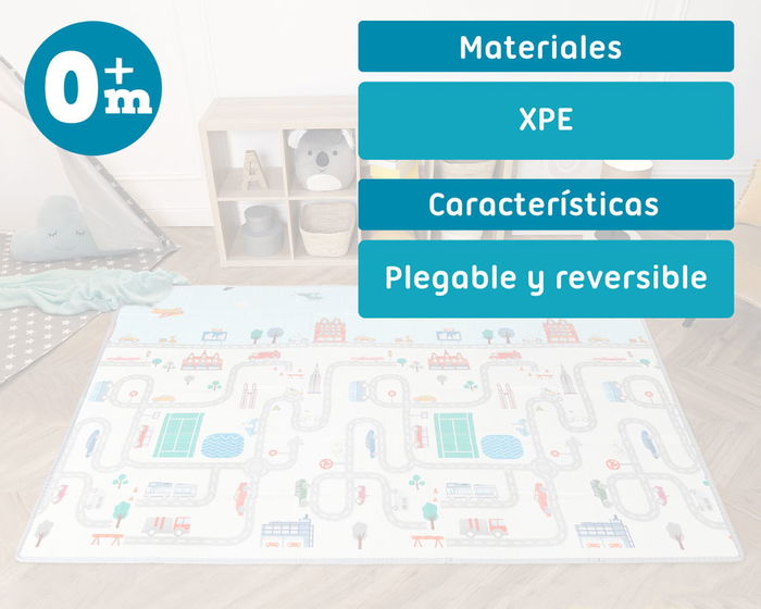 KioKids Tapete Mantita Plegable Vehículos Educativo Reversible Impermeable XPE Extra Grande 150x200 cm para Bebés +0 Meses KioKids Tapete Mantita Plegable Vehículos Educativo Reversible Impermeable XPE Extra Grande 150x200 cm para Bebés +0 Meses
