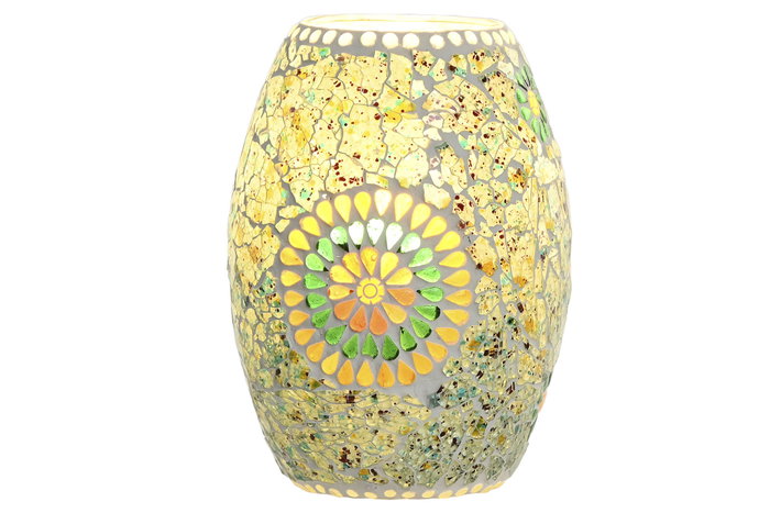 DKD Home Decor Lámpara de Sobremesa de Cristal Multicolor Craquelado