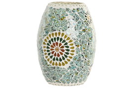 DKD Home Decor Lámpara de Sobremesa de Cristal Multicolor Craquelado