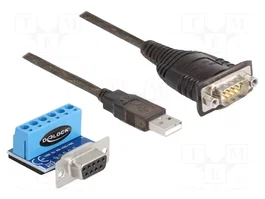 DeLOCK Adaptador serie USB 2.0 a RS-422/485, modelo 62406, Negro