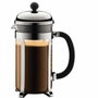 Bodum Chambord Cafetera de Pistón, 1 Litro, Acero Inoxidable y Negro/Plata