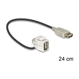 DeLOCK 86327 Cable USB A a USB A hembra, 0,24 m, Negro