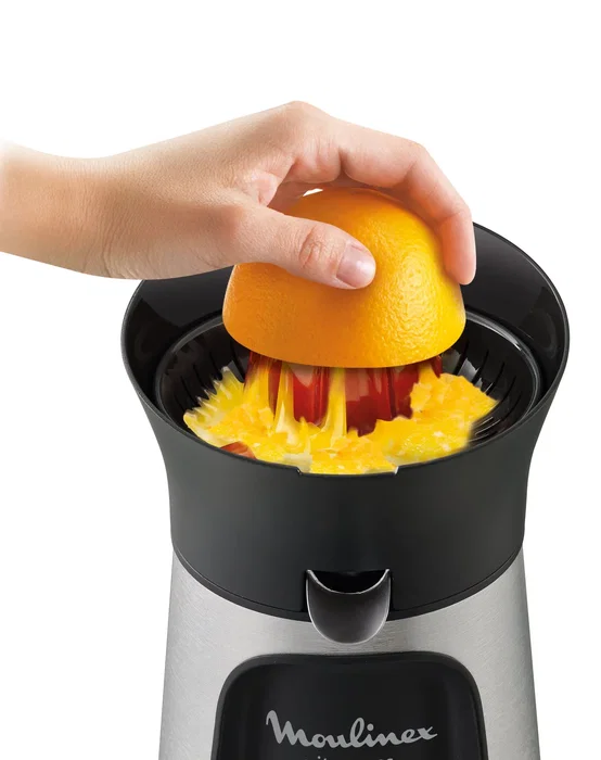 Moulinex PC603D Prensa de Cítricos Eléctrica, 100 W, Plata, con Función Anti-Goteo y Encendido Automático