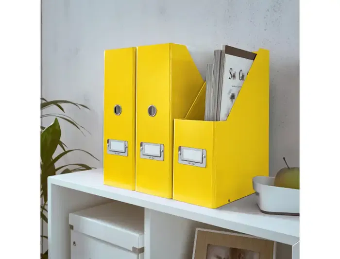 Leitz Click & Store - Revistero de cartón forrado en plástico, color amarillo, dimensiones 103x170x235 mm