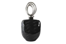 DKD Home Decor Jarrón de Cristal y Aluminio con Tapa Negra