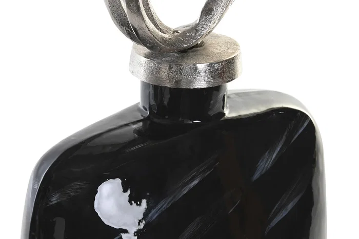 DKD Home Decor Jarrón de Cristal y Aluminio con Tapa Negra DKD Home Decor Jarrón de Cristal y Aluminio con Tapa Negra