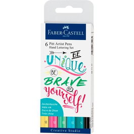 Faber Castell Pitt Artist Pen Hand Lettering Surtido Pastel Estuche 6 UD