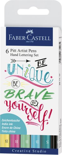 Faber Castell Pitt Artist Pen Hand Lettering Surtido Pastel Estuche 6 UD