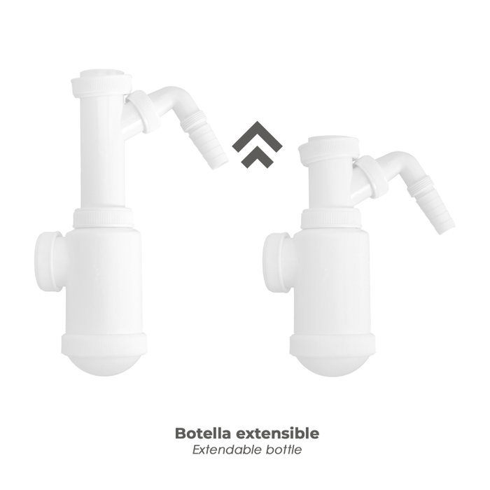 ABRISA Sifón de botella extensible T-4-T con toma de lavadora de 1 1/2 pulgadas
