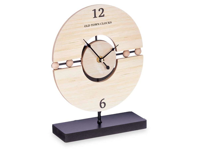 Giftdecor Reloj Sobremesa Bolas Peana Metal y Madera 20.5x26.5x7cm (Set de 6)