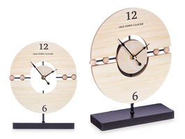 Giftdecor Reloj Sobremesa Bolas Peana Metal y Madera 20.5x26.5x7cm (Set de 6)