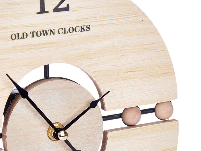 Giftdecor Reloj Sobremesa Bolas Peana Metal y Madera 20.5x26.5x7cm (Set de 6)