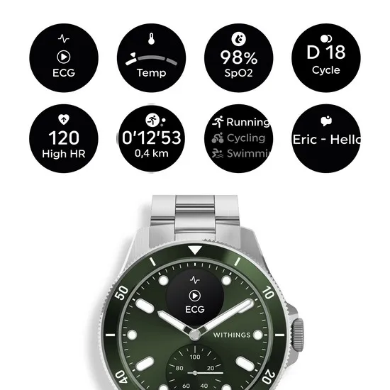 Withings Scanwatch Nova 42 mm Verde Reloj Inteligente Hombre Acero Inoxidable OLED Monitoreo Cardíaco EKG Withings Scanwatch Nova 42 mm Verde Reloj Inteligente Hombre Acero Inoxidable OLED Monitoreo Cardíaco EKG