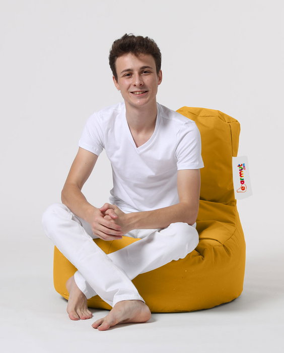 Atelier Del Sofa Puf de Jardín Lina - Yellow, Comodidad y Estilo, Tejido Impermeable para Exterior, 70x80 cm, Amarillo