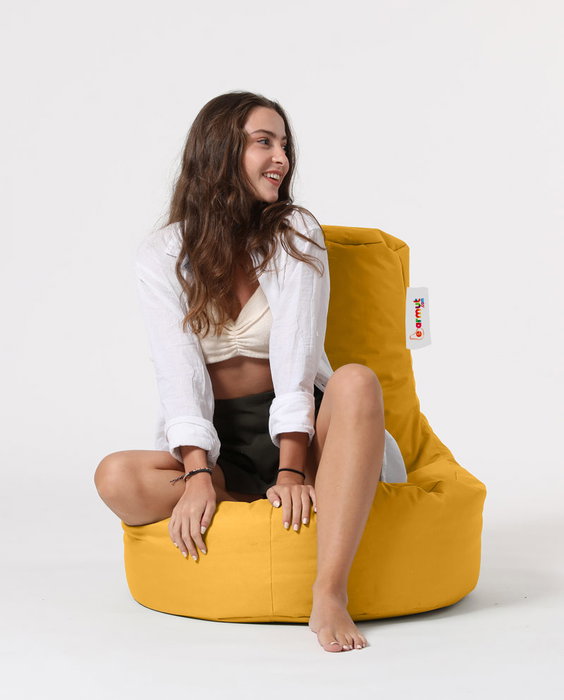 Atelier Del Sofa Puf de Jardín Lina - Yellow, Comodidad y Estilo, Tejido Impermeable para Exterior, 70x80 cm, Amarillo