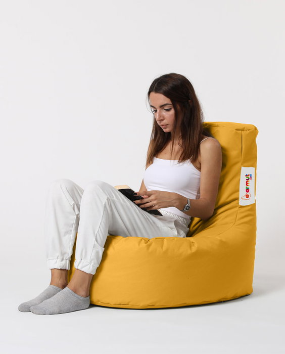 Atelier Del Sofa Puf de Jardín Lina - Yellow, Comodidad y Estilo, Tejido Impermeable para Exterior, 70x80 cm, Amarillo