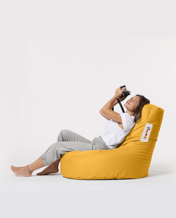Atelier Del Sofa Puf de Jardín Lina - Yellow, Comodidad y Estilo, Tejido Impermeable para Exterior, 70x80 cm, Amarillo