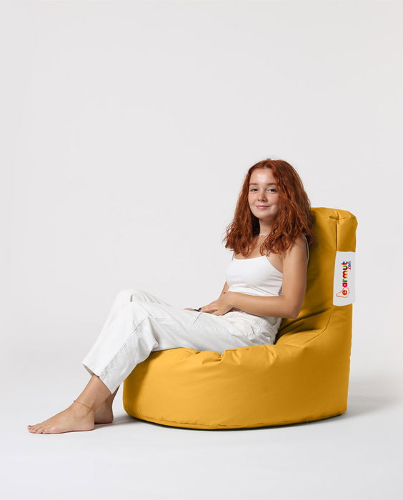 Atelier Del Sofa Puf de Jardín Lina - Yellow, Comodidad y Estilo, Tejido Impermeable para Exterior, 70x80 cm, Amarillo