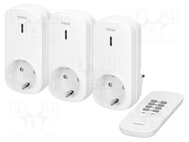 VIRONE Tomacorriente de red Schuko con mando a distancia, 25m, blanco