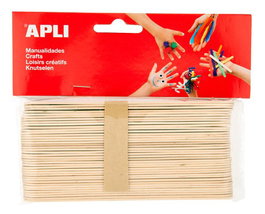 Palillos Planos Apli Madera Natural Jumbo 15 Cm. Bolsa De 40 (Set de 5)