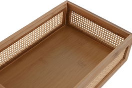 DKD Home Decor Bandeja Natural Bambu Ratan 17 x 7 x 26 cm