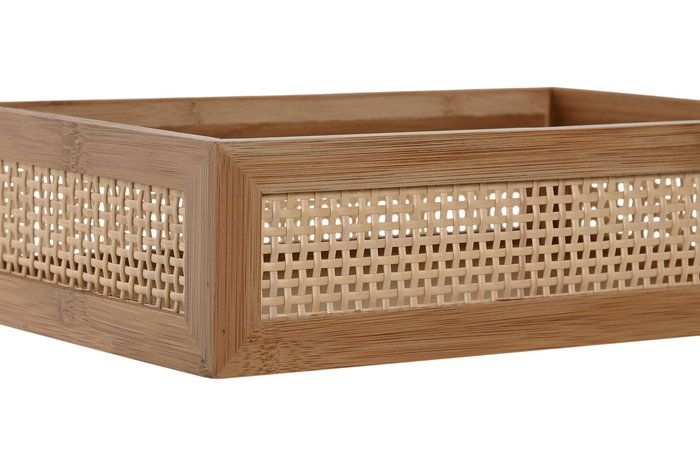 DKD Home Decor Bandeja Natural Bambu Ratan 17 x 7 x 26 cm