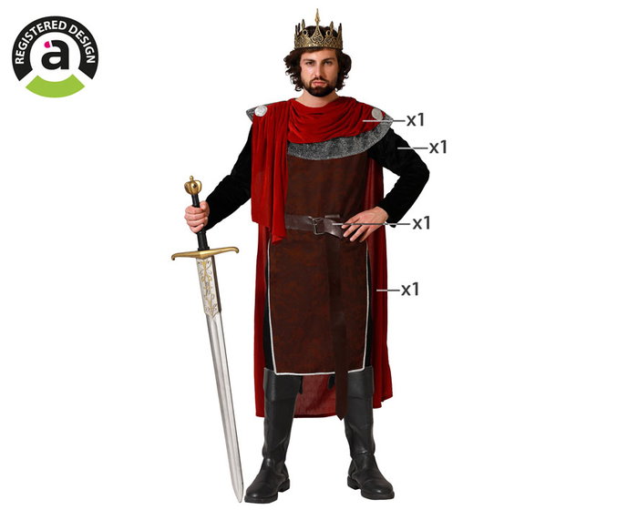 Otros Disfraz Rey Medieval Hombre Adulto - Túnica, Cinturón y Capa Roja - Tallas XS-S Otros Disfraz Rey Medieval Hombre Adulto - Túnica, Cinturón y Capa Roja - Tallas XS-S