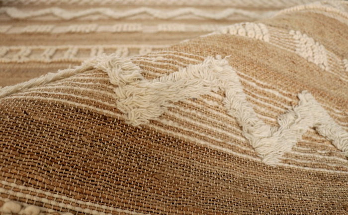 DKD Home Decor Alfombra de Yute y Lana 154x230x1 cm Marrón y Blanco