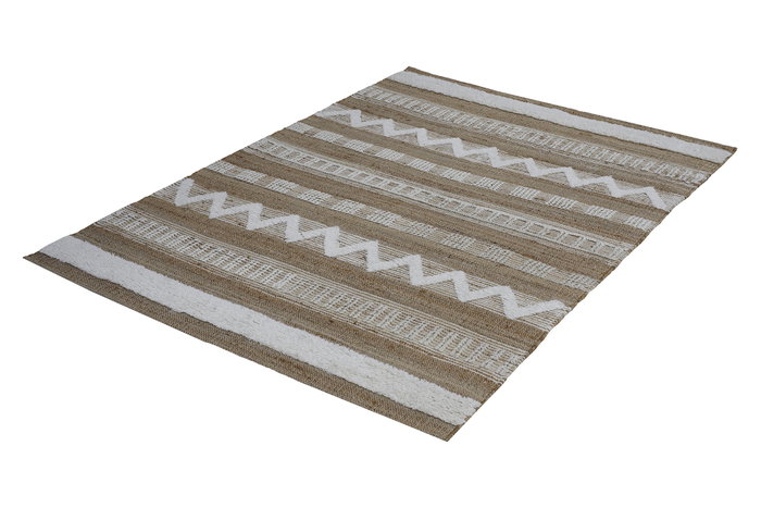 DKD Home Decor Alfombra de Yute y Lana 154x230x1 cm Marrón y Blanco