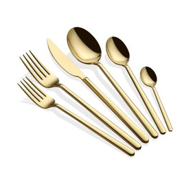 Hermia Allegra - Gold Juego de Cubiertos de 36 Piezas en Acero Inoxidable y Titanio PVD Dorado para Servir Elegante