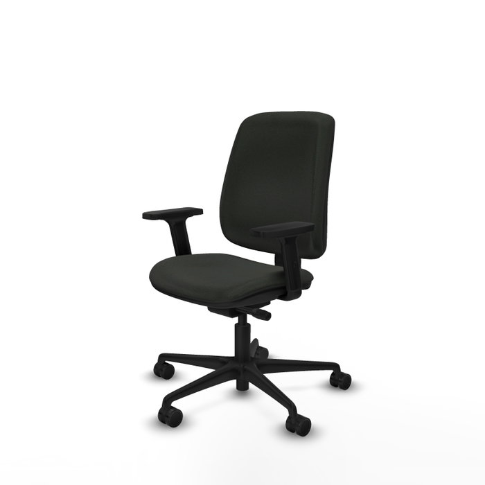 PIQUERAS Y CRESPO Silla de oficina Alares tapizada Bali negro con brazos 2D PIQUERAS Y CRESPO Silla de oficina Alares tapizada Bali negro con brazos 2D