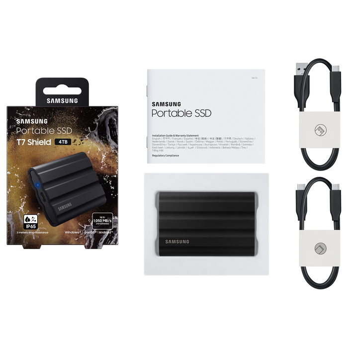 Samsung 4TB Portable SSD T7 Shield USB 3.2 Gen2 en Negro