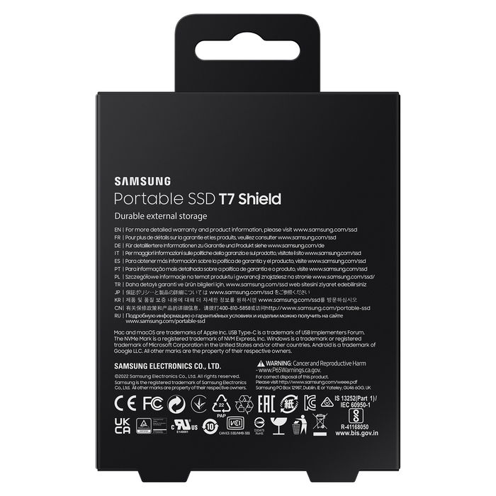 Samsung 4TB Portable SSD T7 Shield USB 3.2 Gen2 en Negro