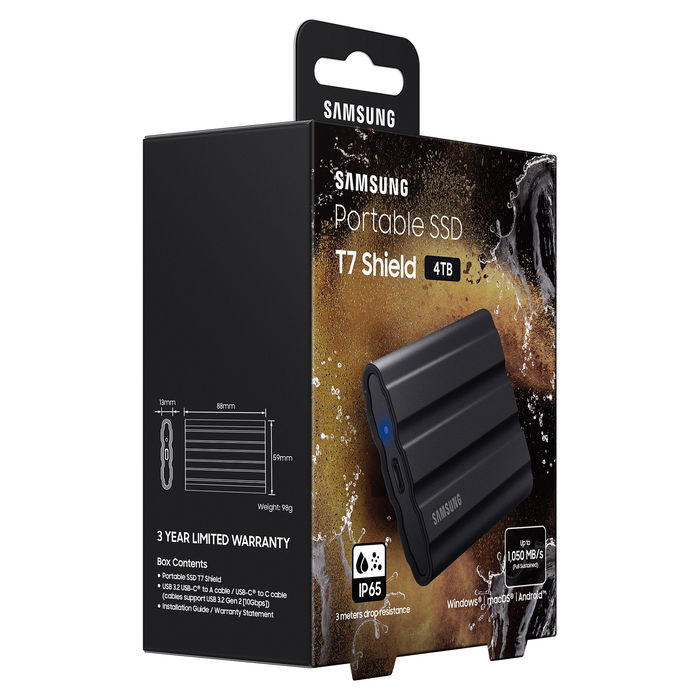Samsung 4TB Portable SSD T7 Shield USB 3.2 Gen2 en Negro