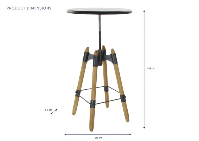 DKD Home Decor Mesita Auxiliar Regulable de Metal y Madera