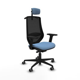 PIQUERAS Y CRESPO Silla de oficina Mardos con mecanismo Sincro/Traslack, Azul cielo y Negro