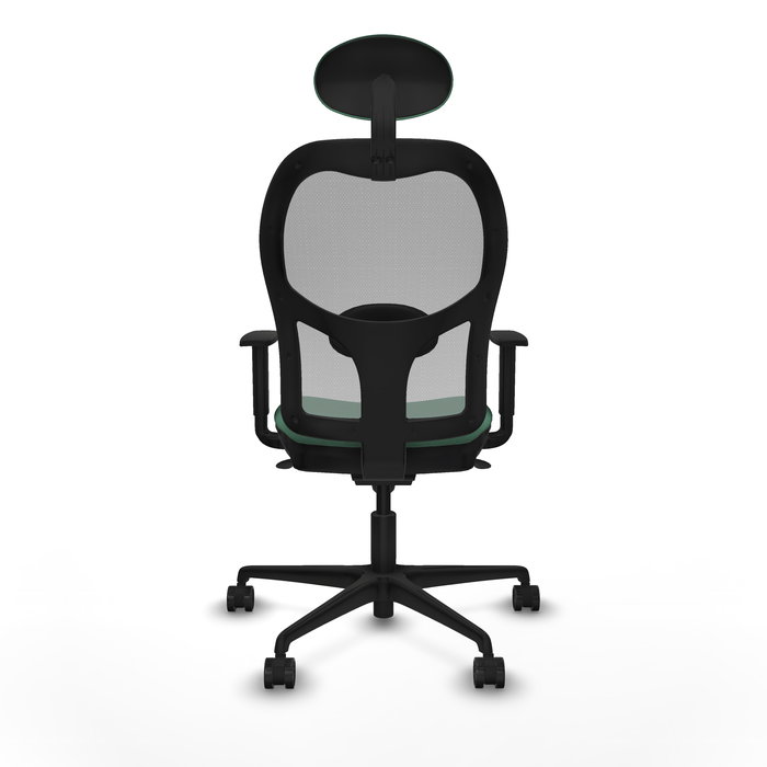 Silla de oficina Jorquera con mecanismo Sincro tapizada con Tela color Verde esmeralda y malla color Gris. Equipada con lumbar 1D, Brazos 1D, Cabecero Fijo y Ruedas 65mm nailon Silla de oficina Jorquera con mecanismo Sincro tapizada con Tela color Verde esmeralda y malla color Gris. Equipada con lumbar 1D, Brazos 1D, Cabecero Fijo y Ruedas 65mm nailon