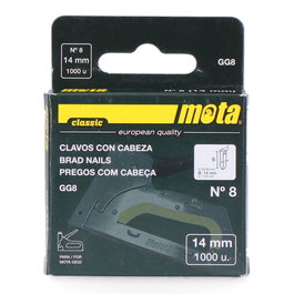 Mota Herramientas Clavo número 8 Gg8, 14 mm x 1,25 mm, 1000 uds