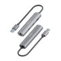 Aisens USB-A Docking Station Ethernet Gigabit y Hub 4 en 1, Gris