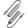 Aisens ASUC-4P036-GR Hub USB 4 Puertos con 2xUSB-C, 1xUSB-A y 1xRJ45 Gigabit Ethernet, Color Gris