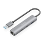AISENS Dock USB-A a Ethernet Gigabit + Hub 2xUSB-C + 1xUSB-A, Gris, Chipset RTL8153B