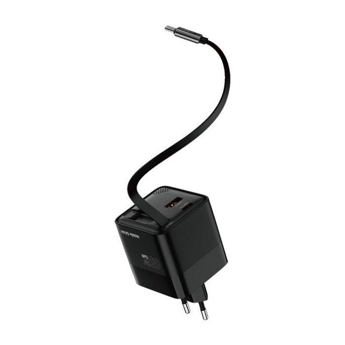 Mobile Origin 65W GaN Charger con cable USB-C retráctil y puerto USB-A