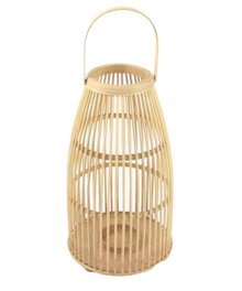 DKD Home Decor Portavelas Bambú y Cristal Marrón